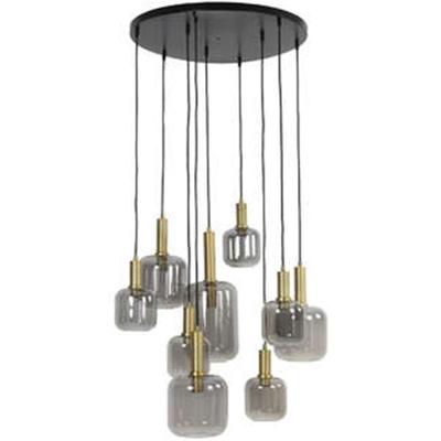 Light & Living Vide hanglampLekar 9x E27 - messing met smoke glas - 2949184