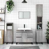 Badkamerkast 80x33x60 cm bewerkt hout grijs sonoma eikenkleurig - thumbnail