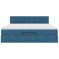 Ottoman bed met matras 180x200 cm fluweel donkerblauw - thumbnail