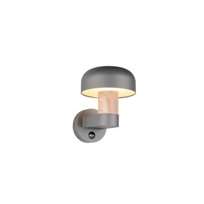 Trio WandlampFraser grijs met hout en sensor - 262569135