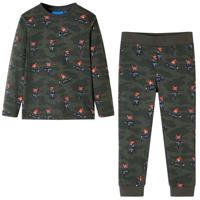 VidaXL Kinderpyjama met lange mouwen 128 kakikleurig - thumbnail