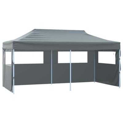 Partytent met 4 zijwanden inklapbaar 3x6 m staal antraciet