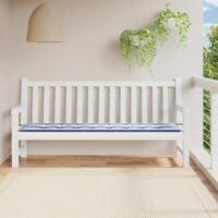 VidaXL Tuinbankkussen gestreept 200x50x3 cm stof wit en blauw - thumbnail