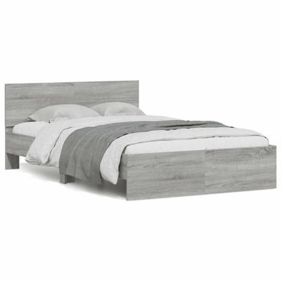 Bedframe met hoofdeinde en LED grijs sonoma eiken 135x190 cm