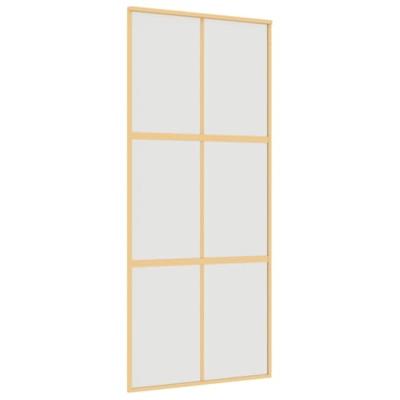 VidaXL Schuifdeur 90x205 cm mat esg-glas en aluminium goudkleurig