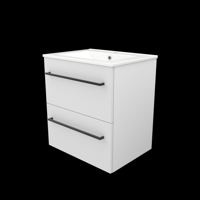 Basic-Line Start 46 Badkamermeubelset - 60 x 46 cm - Met Grepen - 2 Lades - Keramische Wastafel - 1 Kraangat - Ice White - thumbnail