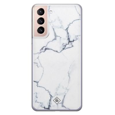 Samsung Galaxy S21 siliconen hoesje - Marmer grijs
