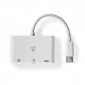 Nedis USB Multi-Port Adapter | USB 2.0 | USB-C Male | USB-A Female / USB-C Female / 3,5 mm Female | 480 Mbps | Rond | Vernikkeld | PVC | Wit | Doos - Nedis USB Multi-Port Adapter | USB 2.0 | USB-C Male | USB-A Female / USB-C Female / 3,5 mm Female | 480 Mbps | Rond | Vernikkeld | PVC | Wit | Doos -