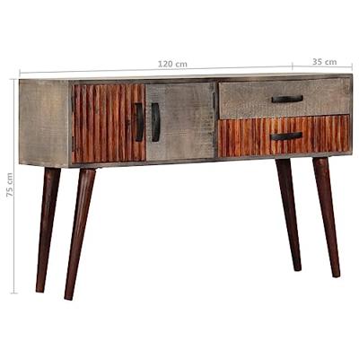 Wandtafel 120x35x75 cm massief ruw mangohout grijs