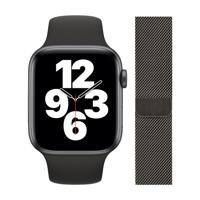 Apple Watch SE 40mm Space Gray Aluminium Zwarte Sportband + Polsband Milanees Grafiet - thumbnail