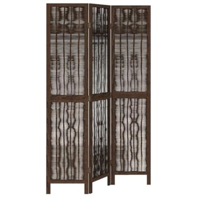 Kamerscherm met 3 panelen massief paulowniahout donkerbruin