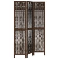 Kamerscherm met 3 panelen massief paulowniahout donkerbruin - thumbnail