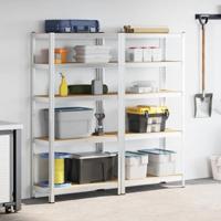 Opbergrekken 5-laags 2 st staal en bewerkt hout zilverkleurig - thumbnail