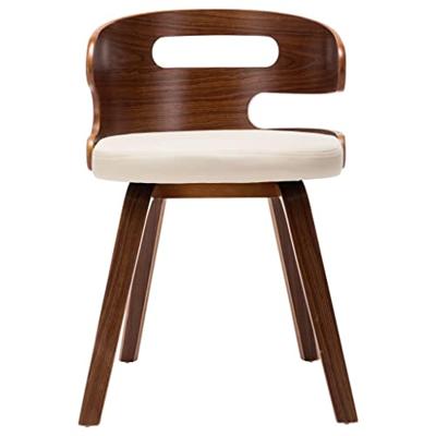 Eetkamerstoelen 2 st gebogen hout en kunstleer crmekleurig