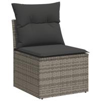 4-delige Loungeset met kussens poly rattan grijs - thumbnail