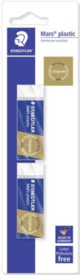 Staedtler gum Mars Plastic, wit, blister van 2 stuks