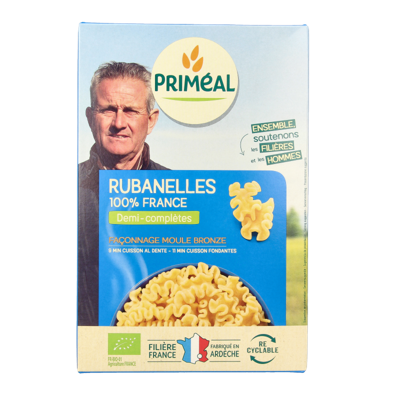Primeal Rubanelle halfvolkoren pasta bio 400 Gram Primeal Rubanelle halfvolkoren pasta bio 400 Gram