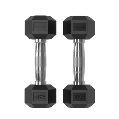 Hexa Dumbbells - Focus Fitness - 2 x 4 kg Hexa Dumbbells - Focus Fitness - 2 x 4 kg