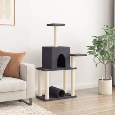 Kattenmeubel met sisal krabpalen 122 cm donkergrijs - thumbnail