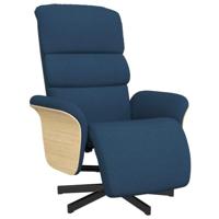 Fauteuil verstelbaar met voetensteun stof blauw - thumbnail