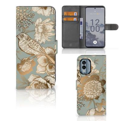 Hoesje voor Nokia X30 Vintage Bird Flowers Hoesje voor Nokia X30 Vintage Bird Flowers