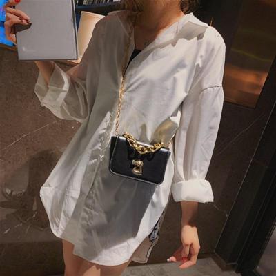 Mode kleine vierkante tas Lock Buckle PU één schoudertas dames Messenger Bag Chain handtas maat: S (zwart) Mode kleine vierkante tas Lock Buckle PU één schoudertas dames Messenger Bag Chain handtas maat: S (zwart)