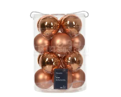 Kerstballen Glas Ø8cm Rood Koper 16st