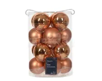 Kerstballen Glas Ø8cm Rood Koper 16st - thumbnail