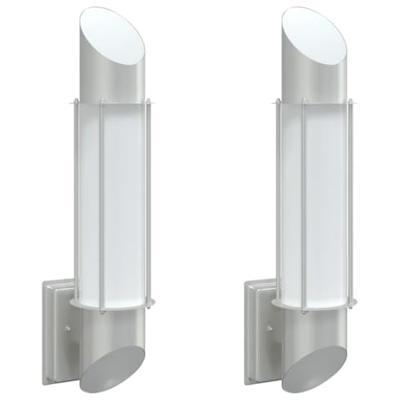 Buitenwandlampen 2 st roestvrij staal zilverkleurig Buitenwandlampen 2 st roestvrij staal zilverkleurig