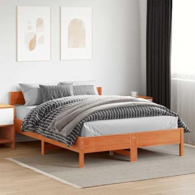Bedframe zonder matras massief grenenhout wasbruin 160x200 cm