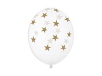 6 Transparante Ballonnen met Sterren print Goud - thumbnail