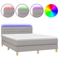 Boxspring met matras en LED stof lichtgrijs 140x200 cm - thumbnail