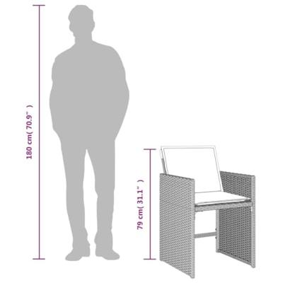 Tuinstoelen 4 st met kussens poly rattan lichtgrijs - thumbnail