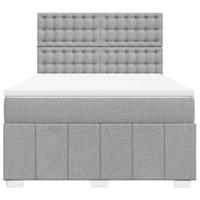 Boxspring met matras stof lichtgrijs 140x200 cm - thumbnail