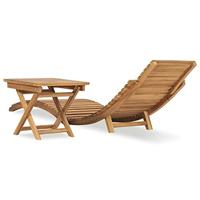 Ligbed met inklapbare tafel massief teakhout - thumbnail