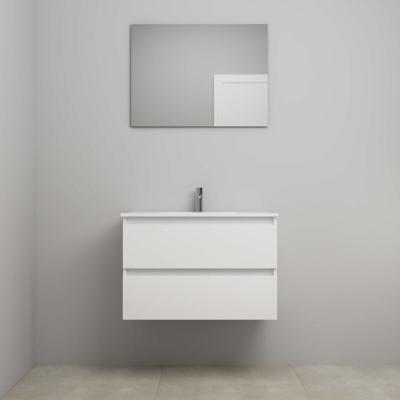 On-Line Badkamermeubelset - 80 cm - Voorgemonteerd - Porseleinen Wastafel - 1 Kraangat - Spiegel - Hoogglans Wit