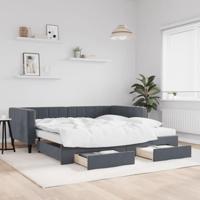 Slaapbank onderschuifbed lades 100x200 cm fluweel donkergrijs - thumbnail