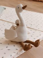 Pluchen moedergans en haar baby wit - thumbnail