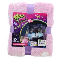 Toi-Toys Glow n fun glow in the dark deken eenhoorn, 130x150cm - thumbnail