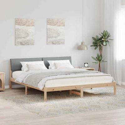 Bedframe Bruin en lichtgrijs 180 x 200 cm Massief grenenhout