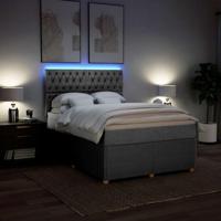 Boxspring met matras stof lichtgrijs 140x190 cm - thumbnail