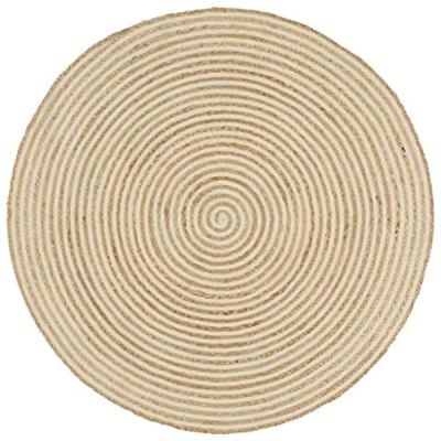 VidaXL Vloerkleed handgemaakt met spiraal ontwerp 90 cm jute wit VidaXL Vloerkleed handgemaakt met spiraal ontwerp 90 cm jute wit