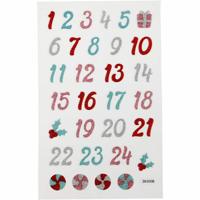 Creativ Company Glitter stickers, advent cijfers, vel 10x16 cm, 1 vel - thumbnail