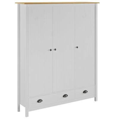 Kledingkast Hill 3 deuren 127x50x170 cm massief grenenhout wit