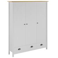Kledingkast Hill 3 deuren 127x50x170 cm massief grenenhout wit - thumbnail