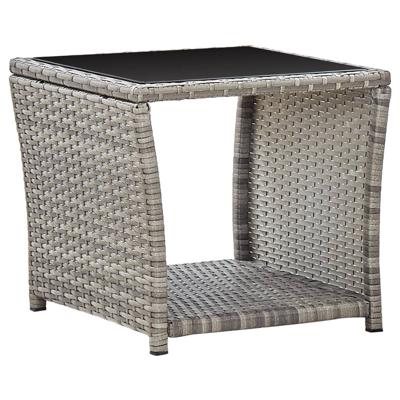 3-delige Tuinset met kussens poly rattan grijs