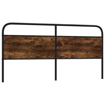 Hoofdbord 190 cm staal en bewerkt hout gerookt eikenkleurig - thumbnail