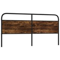 Hoofdbord 190 cm staal en bewerkt hout gerookt eikenkleurig - thumbnail