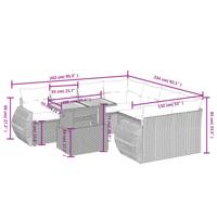 9-delige Loungeset met kussens poly rattan zwart - thumbnail
