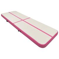 VidaXL Gymnastiekmat met pomp opblaasbaar 400x100x15 cm pvc roze - thumbnail